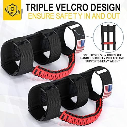 moveland Upgrade 4 Pack Roll Bar Grab Handles Compatible with Jeep Wrangler UTV, Deluxe Roll Bar Grab Handles Easy-to-fit for 1987-2023 TJ YJ JK TJ Models (Red)