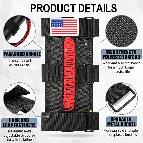 moveland Upgrade 4 Pack Roll Bar Grab Handles Compatible with Jeep Wrangler UTV, Deluxe Roll Bar Grab Handles Easy-to-fit for 1987-2023 TJ YJ JK TJ Models (Red)