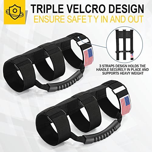 moveland Roll Bar Grab Handles with US Flag, 2 x Grip Handles for 1955-2024 Jeep Wrangler JL, JK, TJ, YJ & Jeep Gladiator Accessories - Upgrade Metal Buckle, Strong & Durable