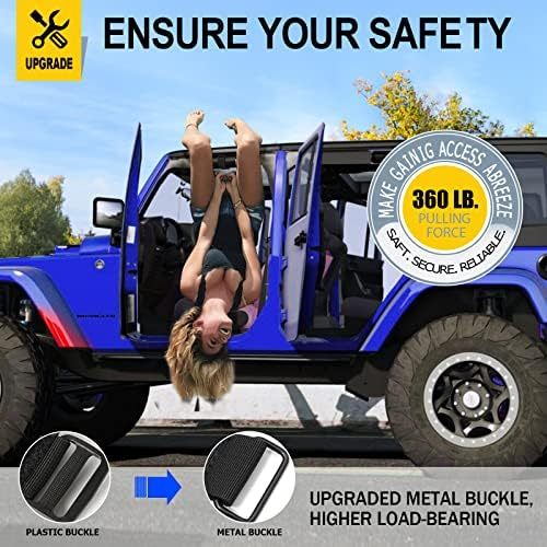 moveland 2 Pack Grab Handle Set Compatible with Jeep Wrangler TJ YJ JK, Easy-to-Fit 3 Straps Design for 1955-2023 Models (Black)