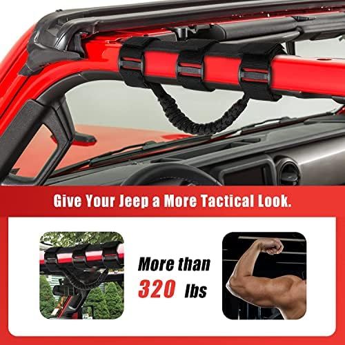 moveland Upgrade 4 Pack Roll Bar Grab Handles Compatible with Jeep Wrangler UTV, Deluxe Roll Bar Grab Handles Easy-to-fit for 1987-2023 TJ YJ JK TJ Models (Red)