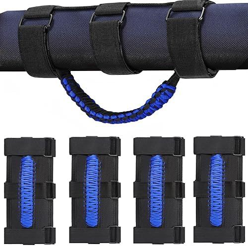 moveland Grab Handle Compatible with Jeep Wrangler TJ YJ JK UTV, 4 Pack Deluxe RollBar Grab Handles Easy-to-fit for 1955-2023 Models (Black)