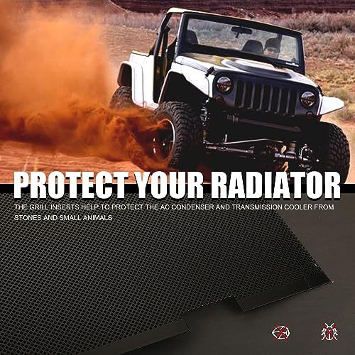 moveland Grill Insert for Jeep - Aluminum Alloy Mesh Grill Insert Screen Compatible with 2007-2018 Jeep Wrangler JK JKU