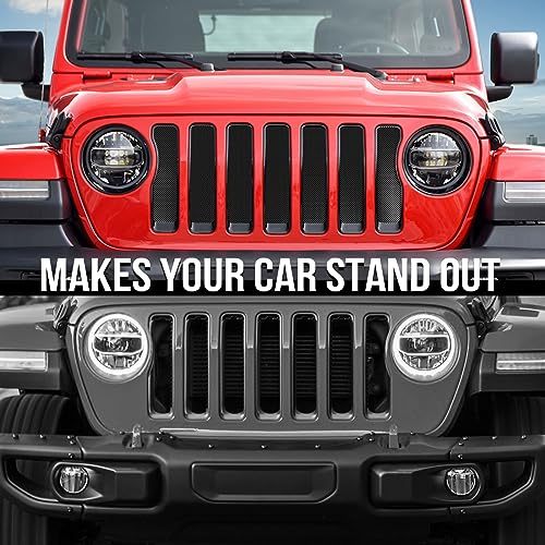 moveland Grill Insert for Jeep JL - Aluminum Alloy Mesh Grille Grid Insert Screen Compatible with Jeep Wrangler JL & Jeep Gladiator 2018 2019 2020 2021 2022 2023 2024