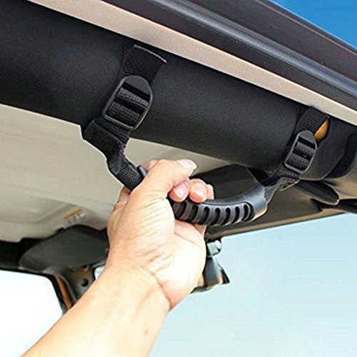 moveland 4 x Grab Handle Compatible with Roll Bar Grab Handles Jeep Wrangler YJ TJ JK JL Sports Sahara Freedom Rubicon X & Unlimited 1987-2023 (Black)