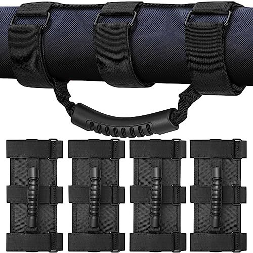 moveland Grab Bar Handle Compatible with Wrangler, UTV,Quad Gear(4-Pack) Fits 1 1/2 to 3 Inch Roll Bars, Heavy Duty Grip Handles,Easy-to-Fit 3 Straps Design