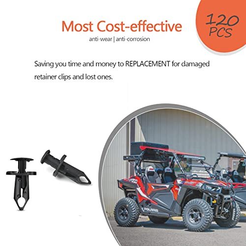 moveland 120 PCS 8mm UTV ATV Fender Clips Push Body Rivets Fasteners Clamps Compatible with RZR Kawasaki TRX Honda Suzuki and More - Include Plastic Fastener Removal Tool