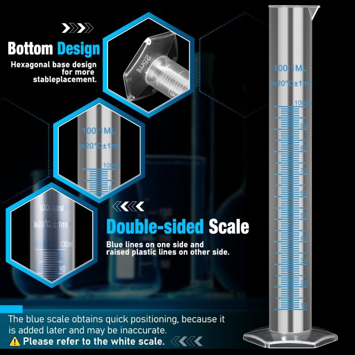 moveland 15-Piece Set of Plastic Graduated Cylinders and Beakers with 5 Transfer Pipettes and 1 Test Tube Brushes, Ideal for Science Lab