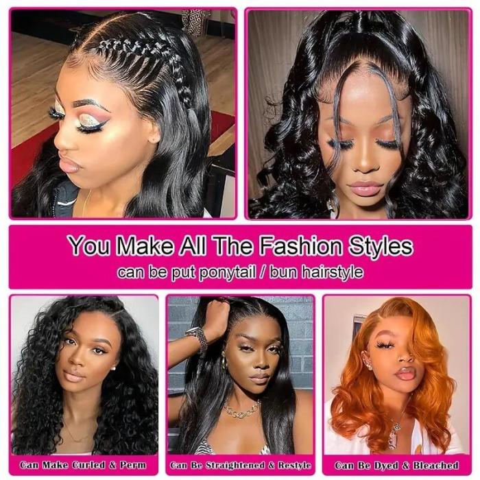 Luxurious 180% Density Body Wave Lace Front Wig - Pre-Plucked with Baby Hair, HD Transparent & Glueless for Natural Look | Perfect for All Occasions