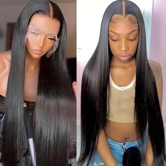 Versatile Brazilian Human Hair Lace Front Wig - Straight, Pre-Plucked, 16-32 Inches | 150% Density, Natural Hairline for Women