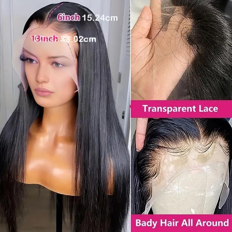 Luxurious Brazilian Straight Human Hair Wig for Women: 150% Density, Natural Hairline, Comfort Lace Front 13*6