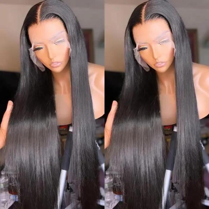 Versatile Brazilian Human Hair Lace Front Wig - Straight, Pre-Plucked, 16-32 Inches | 150% Density, Natural Hairline for Women