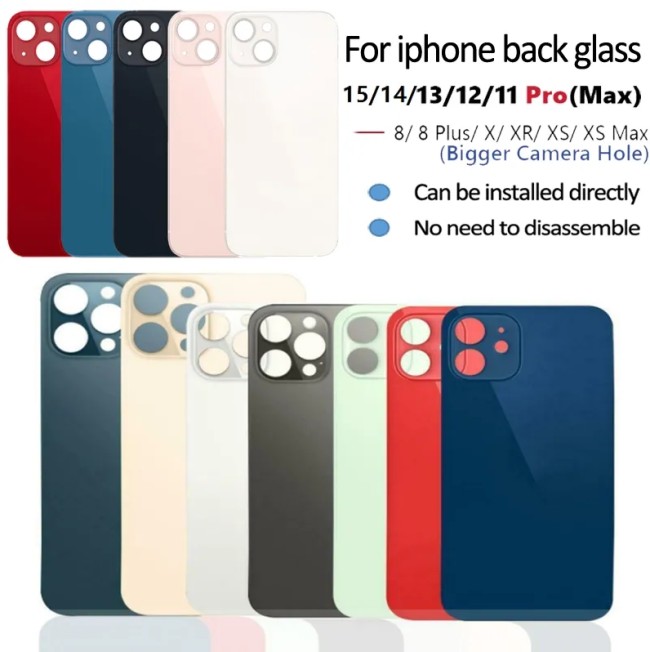 For iPhone Glass Housing Replacement Back Cover Big Hole Camera(AAA+)