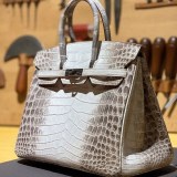 希少色 エルメス バーキン30 クロコダイル ヒマラヤ 偽物 シルバー金具 erp08775