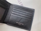 累積売上総額第１位！バレンシアガ 財布 偽物ロゴ レザー マネークリップ付き 二つ折り財布 黒 5943151IZI31090