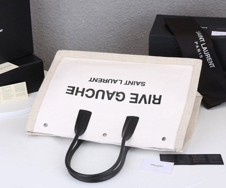 定番【サンローラン トートバッグ 偽物】リヴ・ゴーシュ コーテッドリネントートバッグ Sac89785