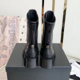 秋冬大セールシャネル 偽物 レースアップ レザーアンクルブーツ shx54472