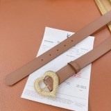 最安値挑戦サンローラン ハート バックル レザー ベルト 偽物 30mm Saz19640