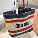 超話題!【ミュウミュウ】ラフィアxコットン トートバッグ 偽物 mys32015