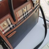 定番バーバリー ハンドバッグ コピー レザー＆ヴィンテージ チェック タイトル Bas34694