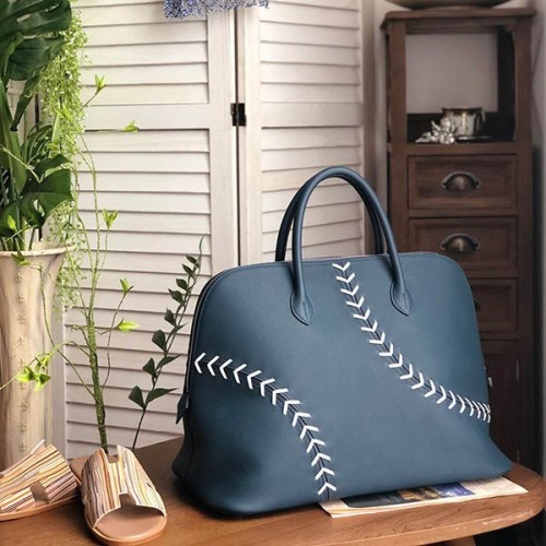 エルメス ボリード 1923 45cm ベースボール 偽物 ブルードマルト×シロ erf90011