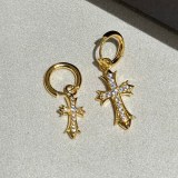 秋冬大セールクロムハーツ 偽物 クロス 22K ドロップ ピアス ダイアモンド 2色 Kud83426