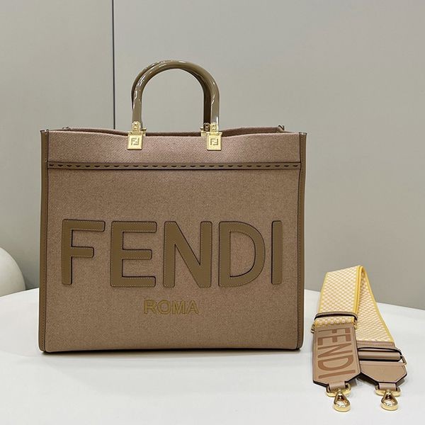 お洒落に♪フェンディ サンシャイン ミディアム トートバッグ 偽物 ロゴ レザー feg63520