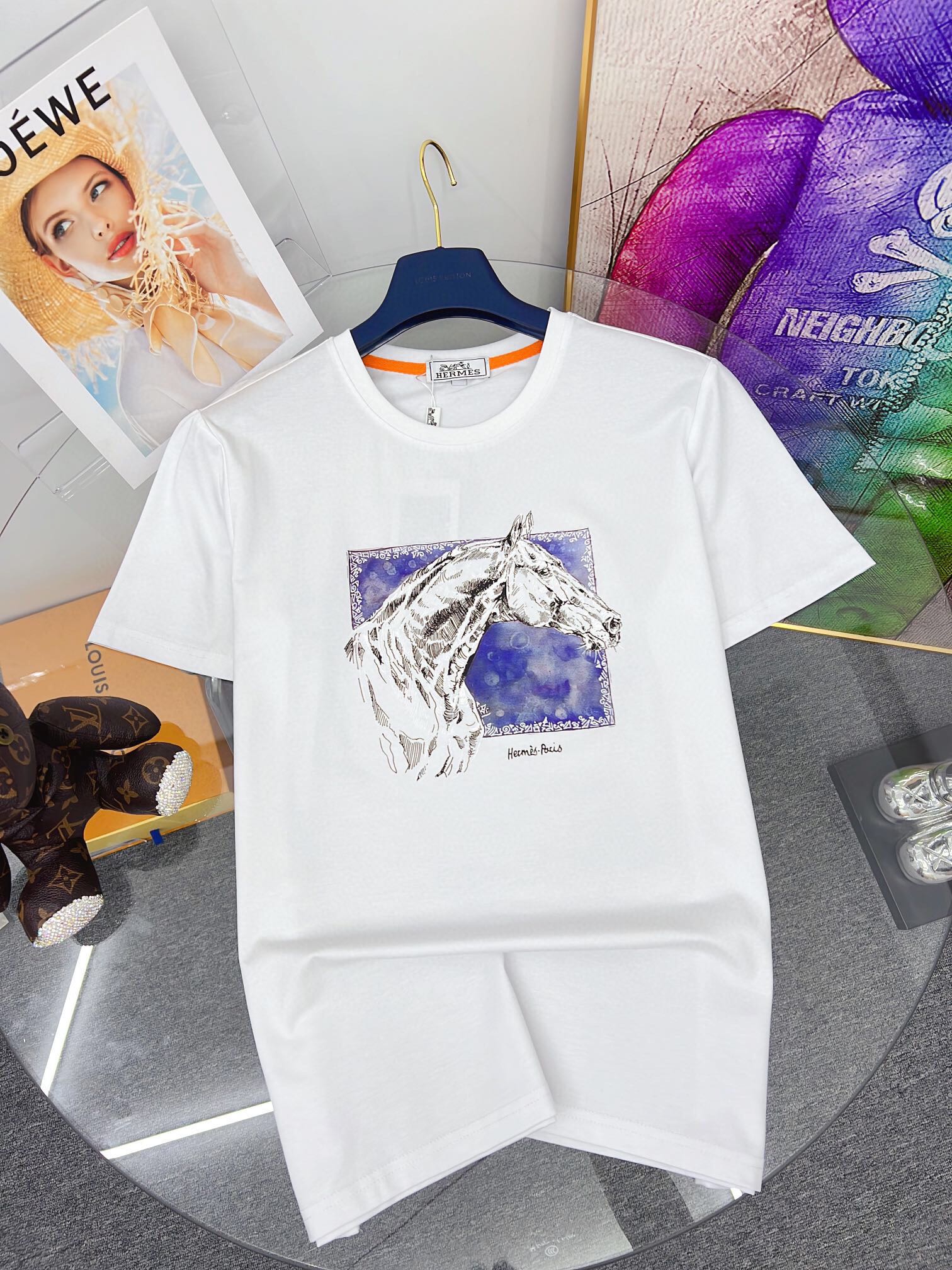 人気急上昇 2024 エルメス 新作 半袖Tシャツ 偽物 2色