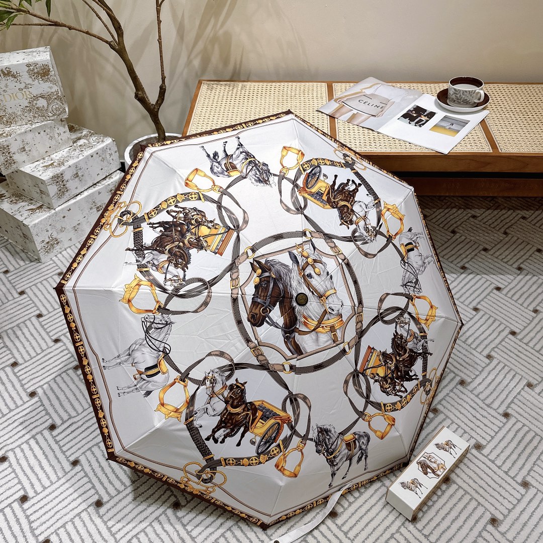 入手困難品！2024 エルメス 新作 雨晴兼用5段折りたたみ傘 自動開閉 スーパーコピー