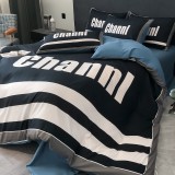 ★日本!!人気！シャネル 2026新作 掛け布団カバーセット4点 ダブルサイズ/キングサイズベッド 綿生地ベッドカバー 新居寝具用品