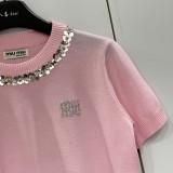 売上総額１位！ 2026 ミュウミュウ 新作 半袖Tシャツ 偽物