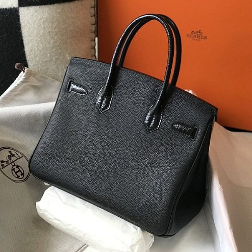 《大人気》エルメス バーキン コピー 25cm/30cm トゴ ブラック シルバー金具 2サイズ ery67646