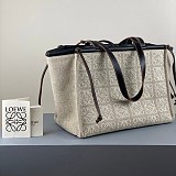 ◆ロエベ トートバッグ 偽物◆クッショントートスモール/アナグラムリネン A612A93X05 トートバッグ アナグラム