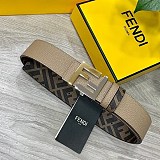 定番 フェンディ グレーレザー ベルト偽物 リバーシブル 4.0cm fey24455