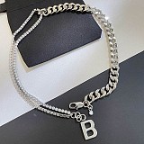 日本未入荷バレンシアガ Bロゴ シルバー チェーン ネックレス コピー bag43171