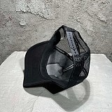 クロムハーツ メッシュキャップ 偽物 ローリング ストーンズ レザーパッチ トラッカー ハット ブラック Kug96302
