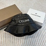 セリーヌ バケットハット 偽物 ラムスキン ロゴ刺繍入り Cen65731