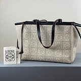 ◆ロエベ トートバッグ 偽物◆クッショントートスモール/アナグラムリネン A612A93X05 トートバッグ アナグラム
