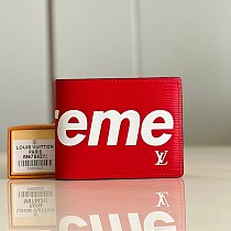 完売必至 シュプリーム コピー ルイヴィトン × シュプリーム PF Slender Wallet 二つ折り財布 赤 vuc28374