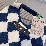大人気!マルニマーケット 偽物◇テックウール製 DIAMONDスモールバッグ ブルー mac05990