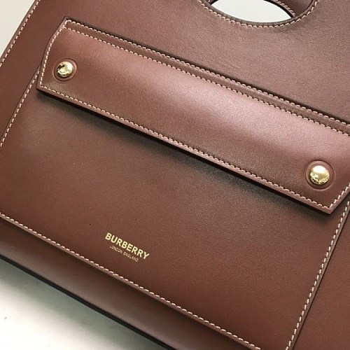 ★日本!!人気！バーバリー 偽物 スモール トップステッチレザー ポケットトート 80367451