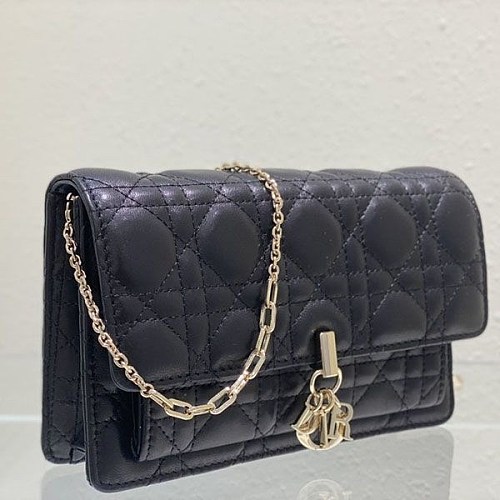 LADY ディオール チェーンポーチ 偽物 カナージュラムスキン dej74896