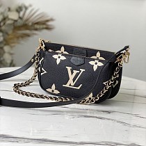 ルイヴィトン ミュルティポシェットアクセソワール 偽物★バイカラー モノグラム･アンプラント レザー ショルダーバッグ M45777