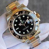 ロレックス GMTマスター2 コピー 自動巻き 18Kイエローゴールド&ステンレススチール メンズ ブラック 116713