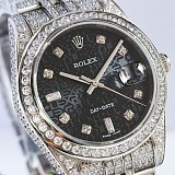 21年秋冬 ロレックス 腕時計 コピー デイトジャスト 41MM ブラック メンズ 全面ダイヤ rox07074