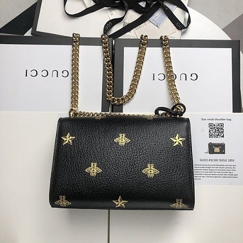 【グッチ】Padlock☆ビー&スター レザースモールショルダーバッグ偽物 432182 DJ2LG 1055