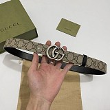 21-21AW新作 グッチ キャンバスGG柄ベルトダークブラウン レディース 35mm guk76514
