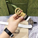 入手困難 グッチ キャンバスGG柄ベルト 偽物ダークブラウン レディース 30mm gui36842