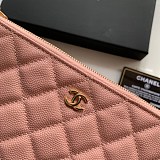 シャネル キャビアスキン ポーチ スモール クラシック CC ロゴ 限定 ピンク偽物