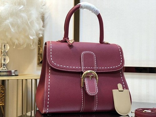 希少色【デルボー スーパーコピー】ブリヨン Ivoryステッチ ミディアムハンドバッグ Dei26018